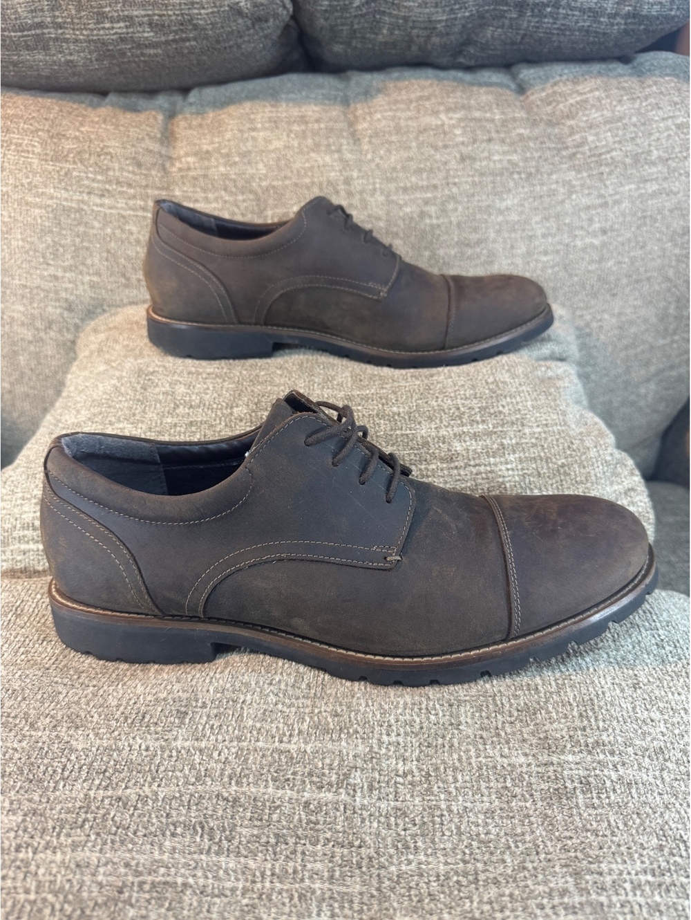 Rockport Men's Modern Break Cap Toe Brown Leather Oxfords Size 12 M (H79458